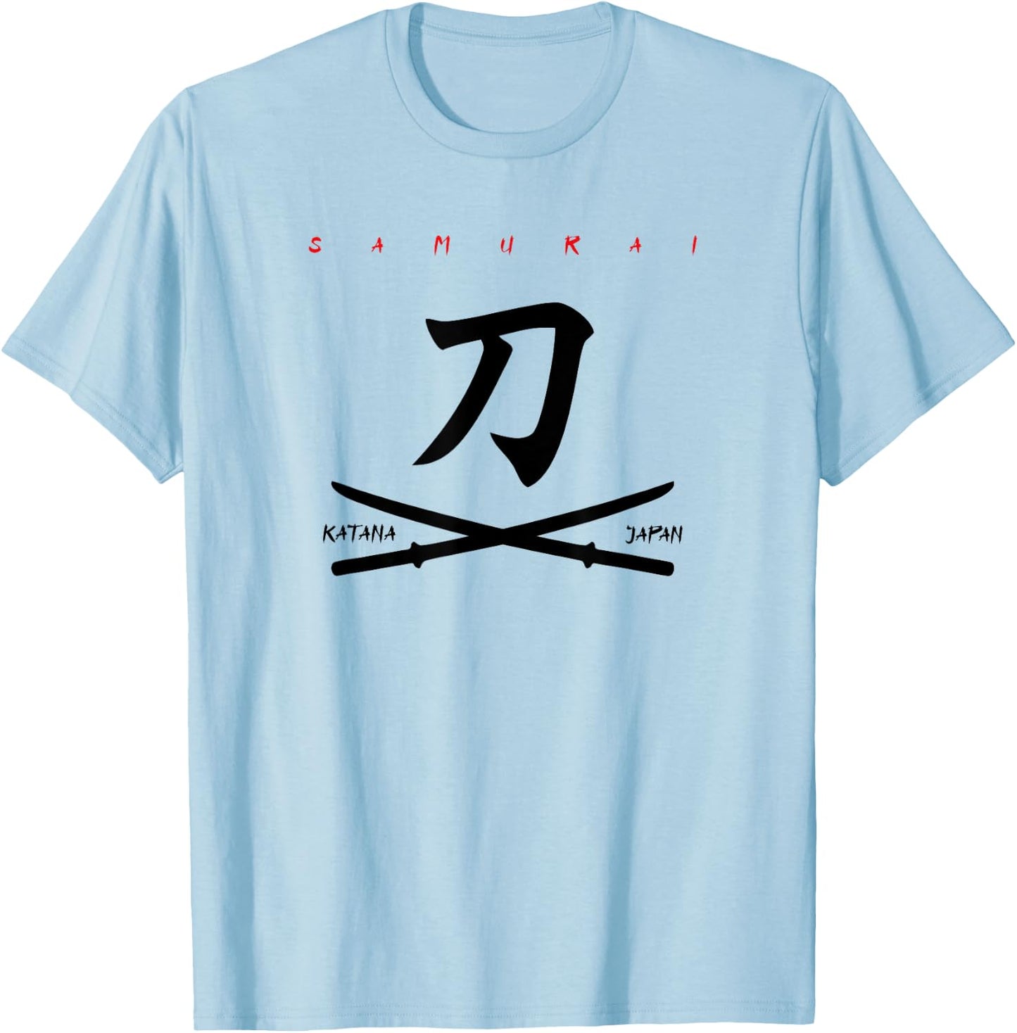 Katana Japanese Warrior Samurai Kanji Bushido Daito Shoto , Black, S T-Shirt - T-Shirt | Light Blue
