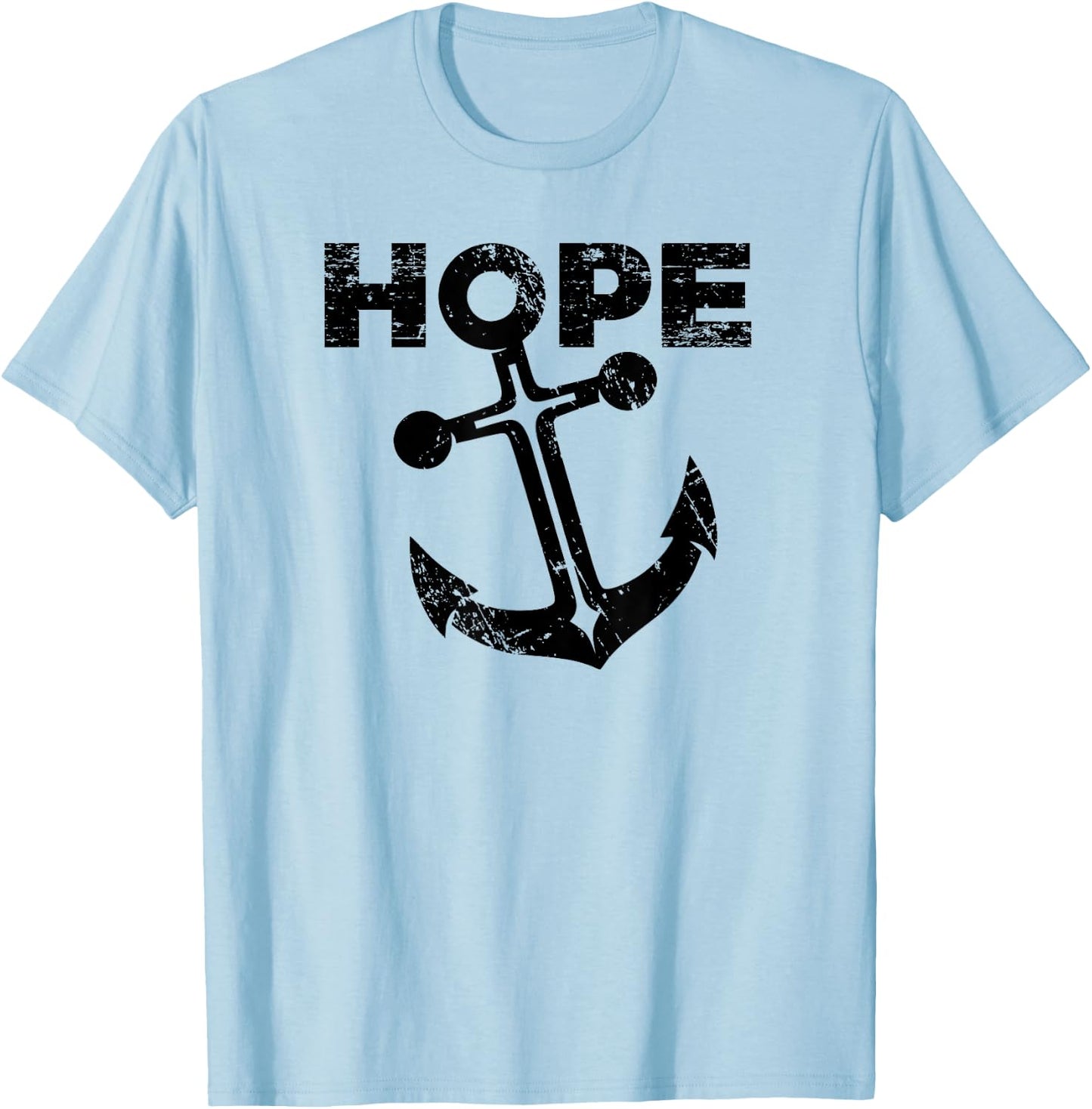 Hope Anchor - Christian Cross T Shirt T-Shirt - T-Shirt | Light Blue