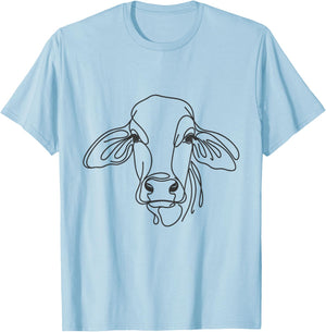 Line Art Dad Mom Cow - Brahman T-Shirt - T-Shirt | Light Blue