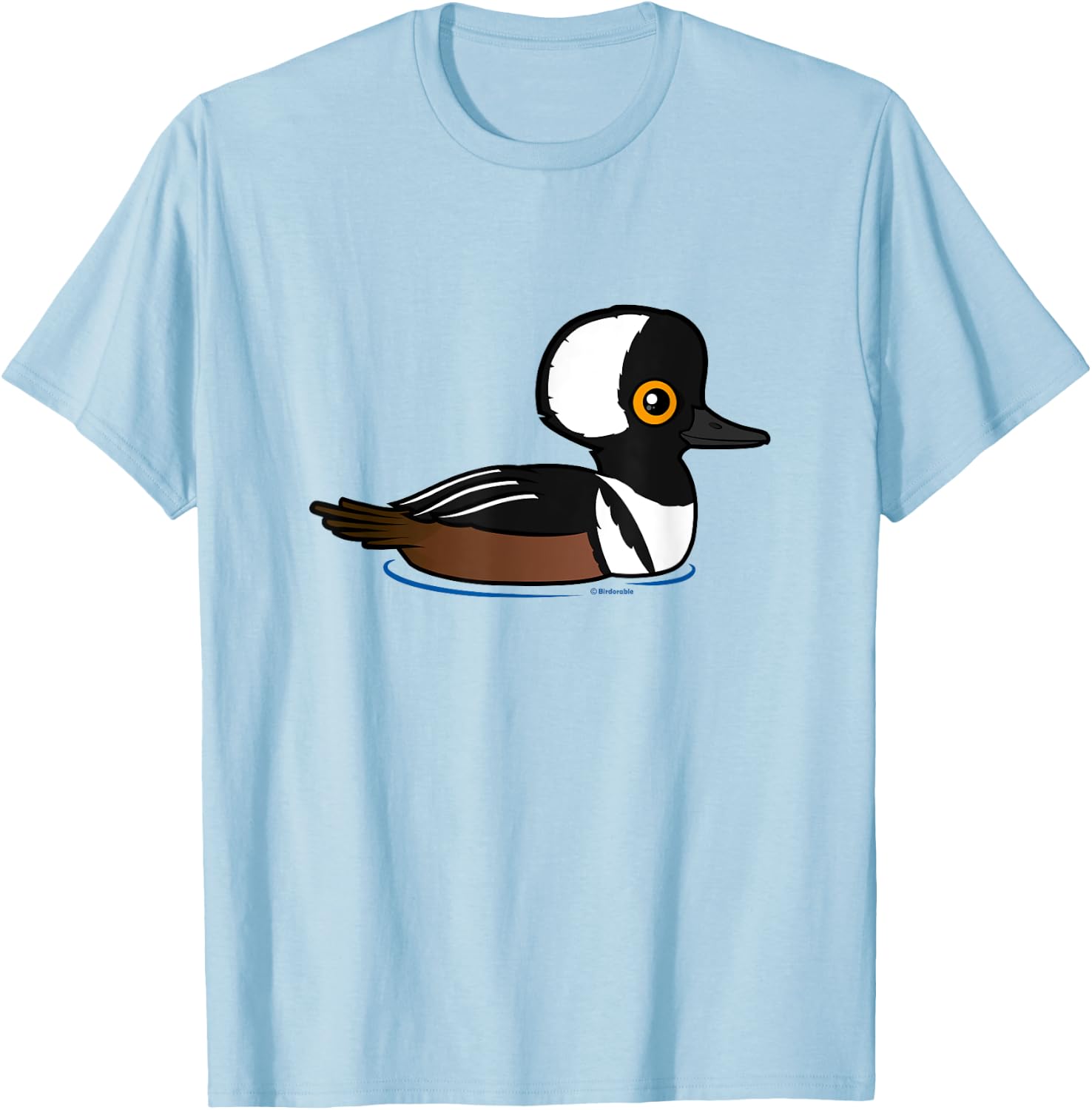 Cute Cartoon Hooded Merganser Fun Birdorable Waterfowl Duck T-Shirt - T-Shirt | Light Blue