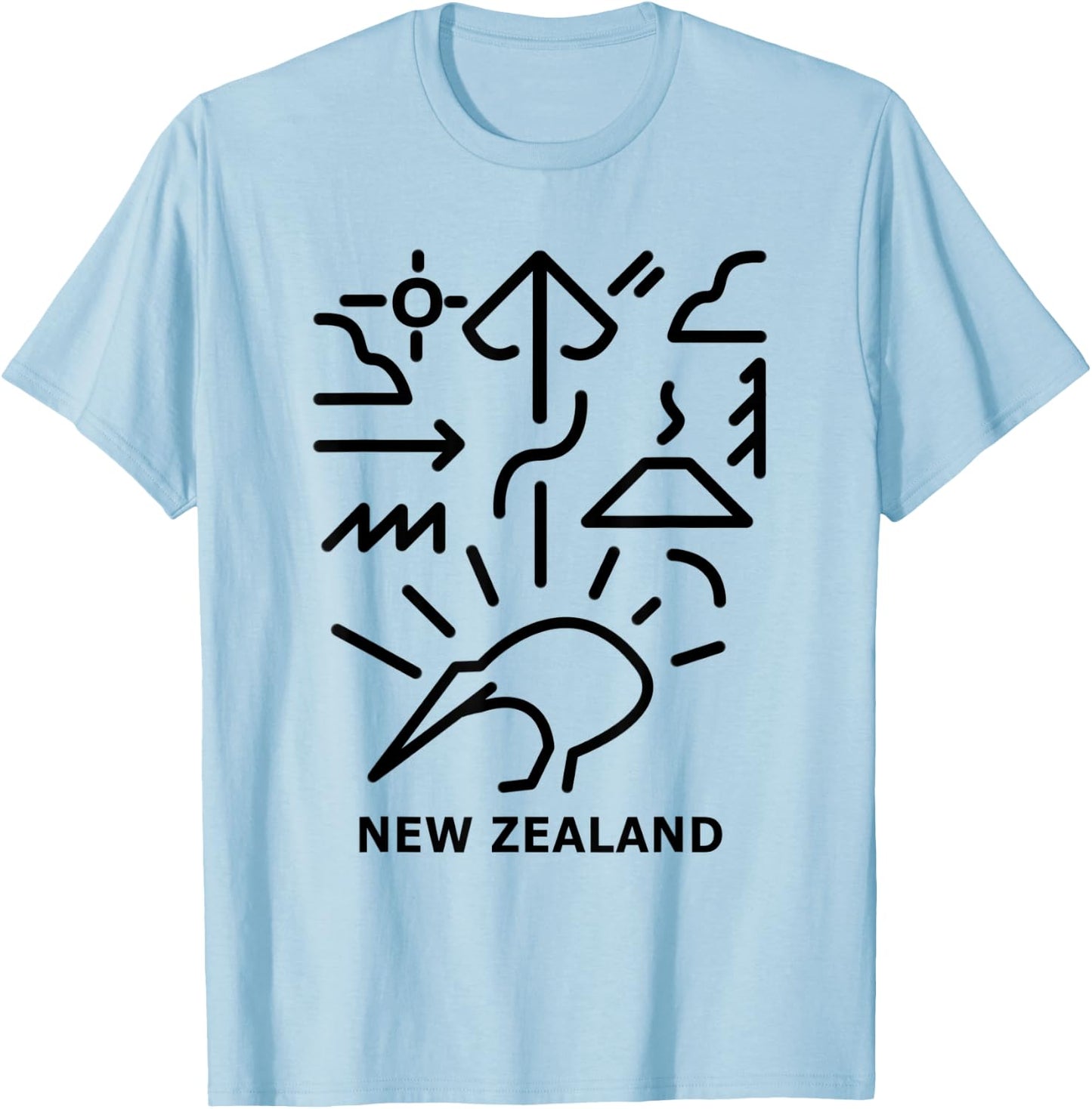 Minimalism New Zealand Kiwi Trendy Modern Maori Designs T-Shirt - T-Shirt | Light Blue