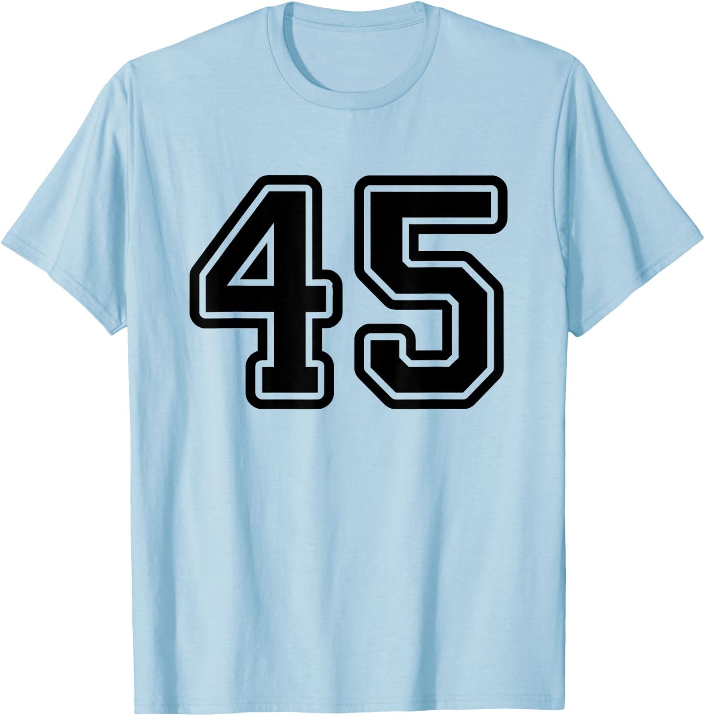 Number #45 Black Varsity Number 45 T-Shirt - T-Shirt | Light Blue