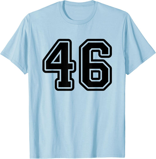 Number #46 Black Sport Varsity Number 46 T-Shirt - T-Shirt | Light Blue