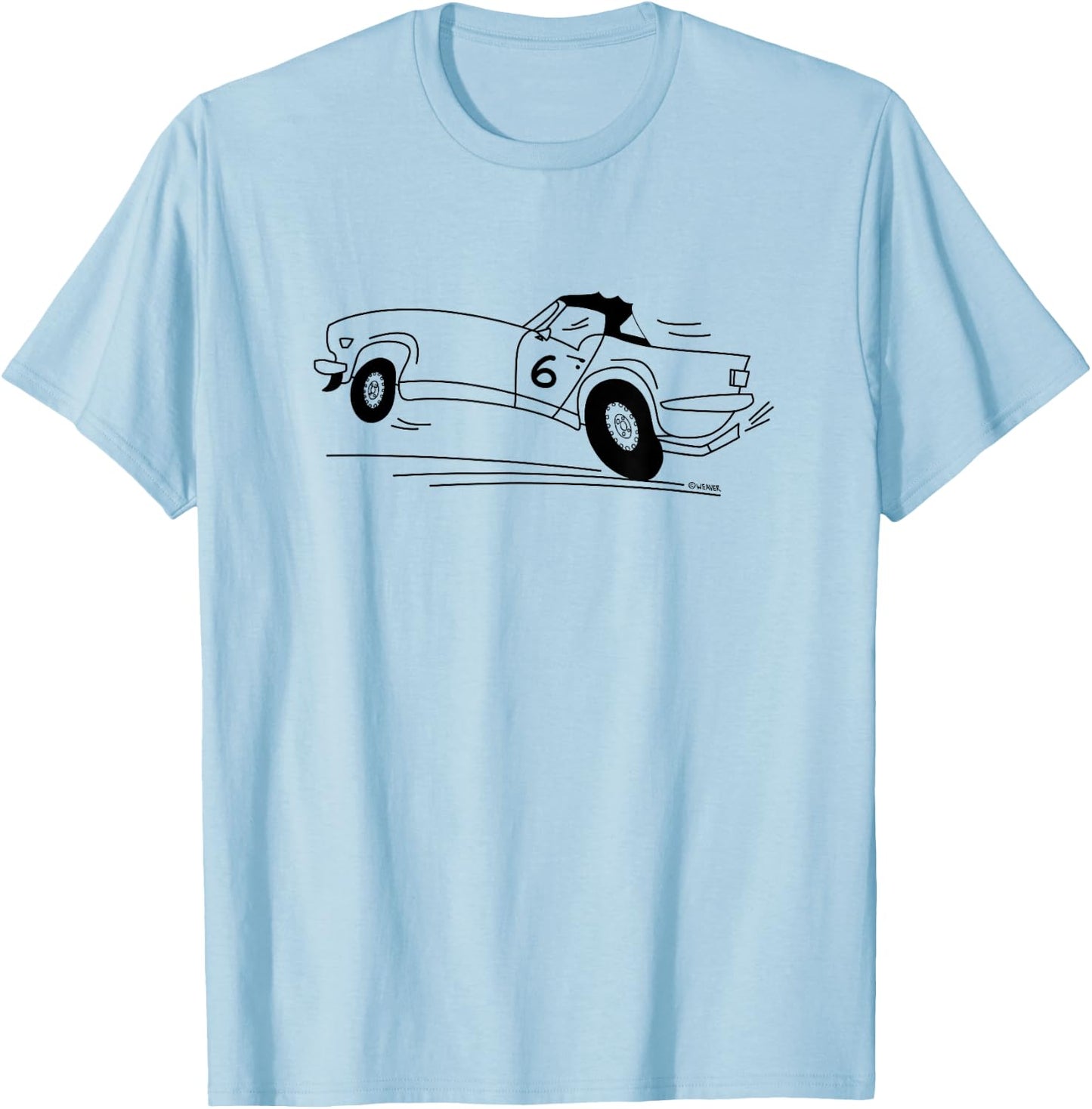 Cartoon Drawing Triumph TR6 British Car , Blue, S T-Shirt - T-Shirt | Light Blue