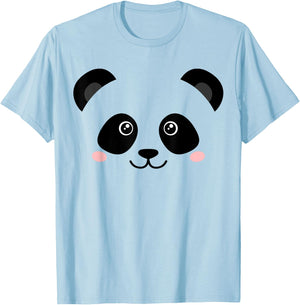 Cute Panda Face T-Shirt - T-Shirt | Light Blue