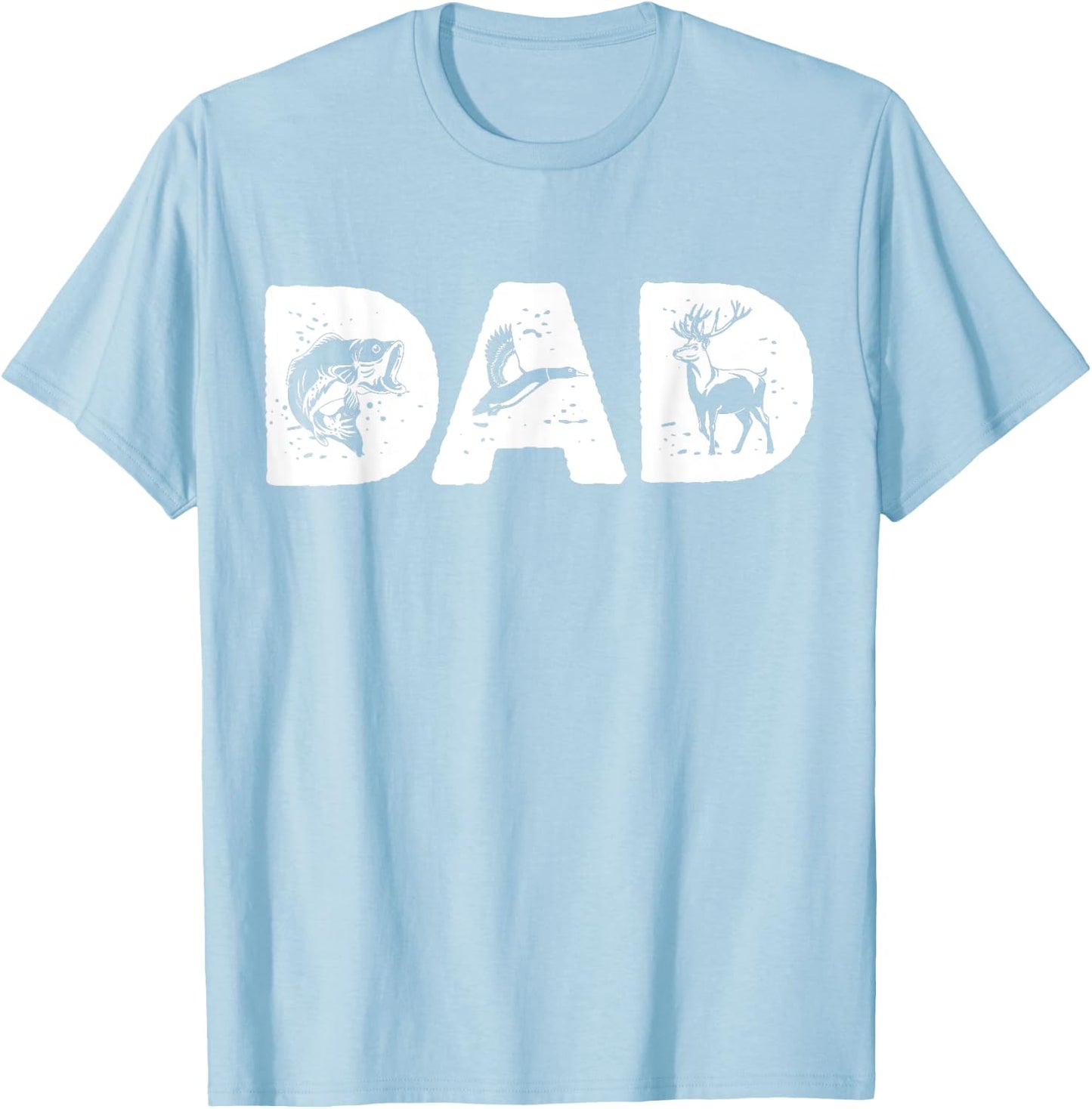 Dad Fishing Hunting Shirt Deer Duck Bass Fish Dad Papa T-Shirt - T-Shirt | Light Blue