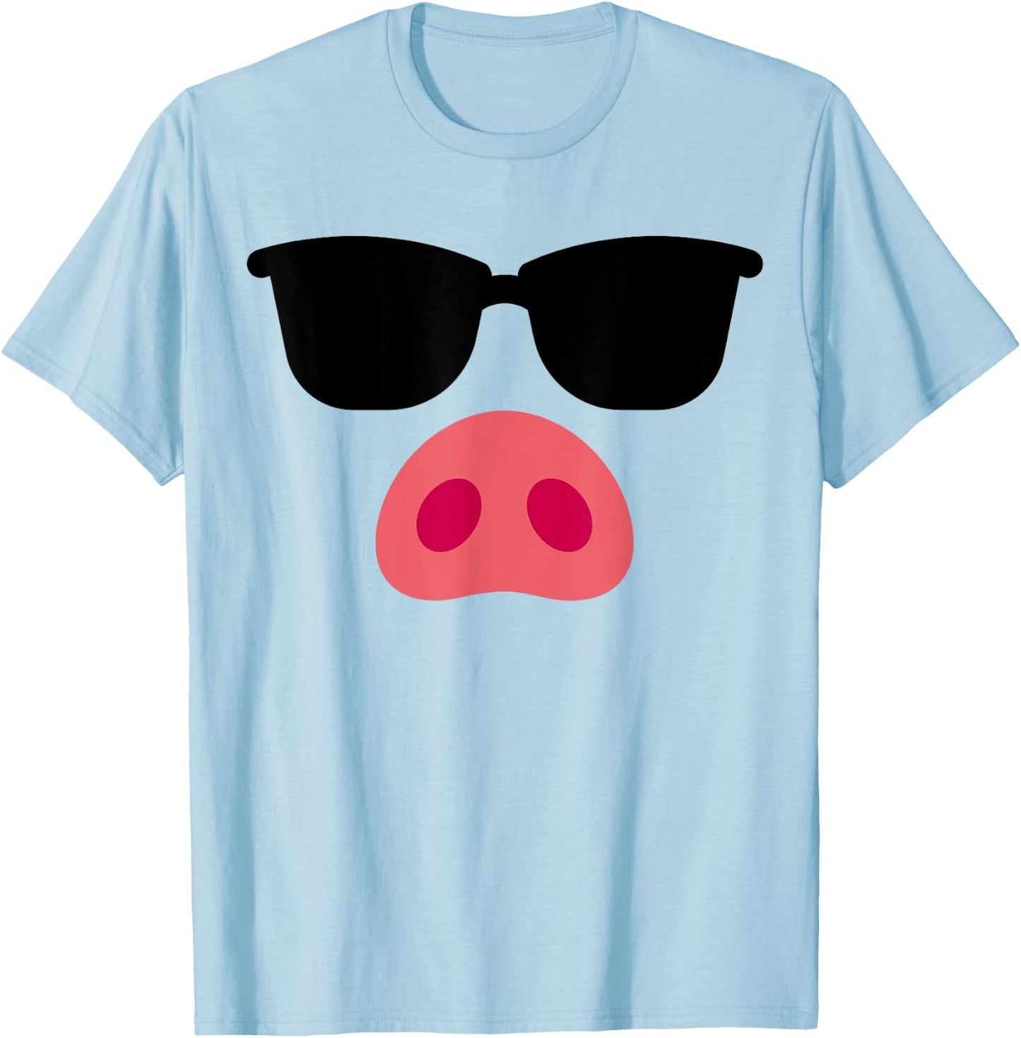 Funny pig face wearing sunglasses easy DIY halloween costume T-Shirt - T-Shirt | Light Blue
