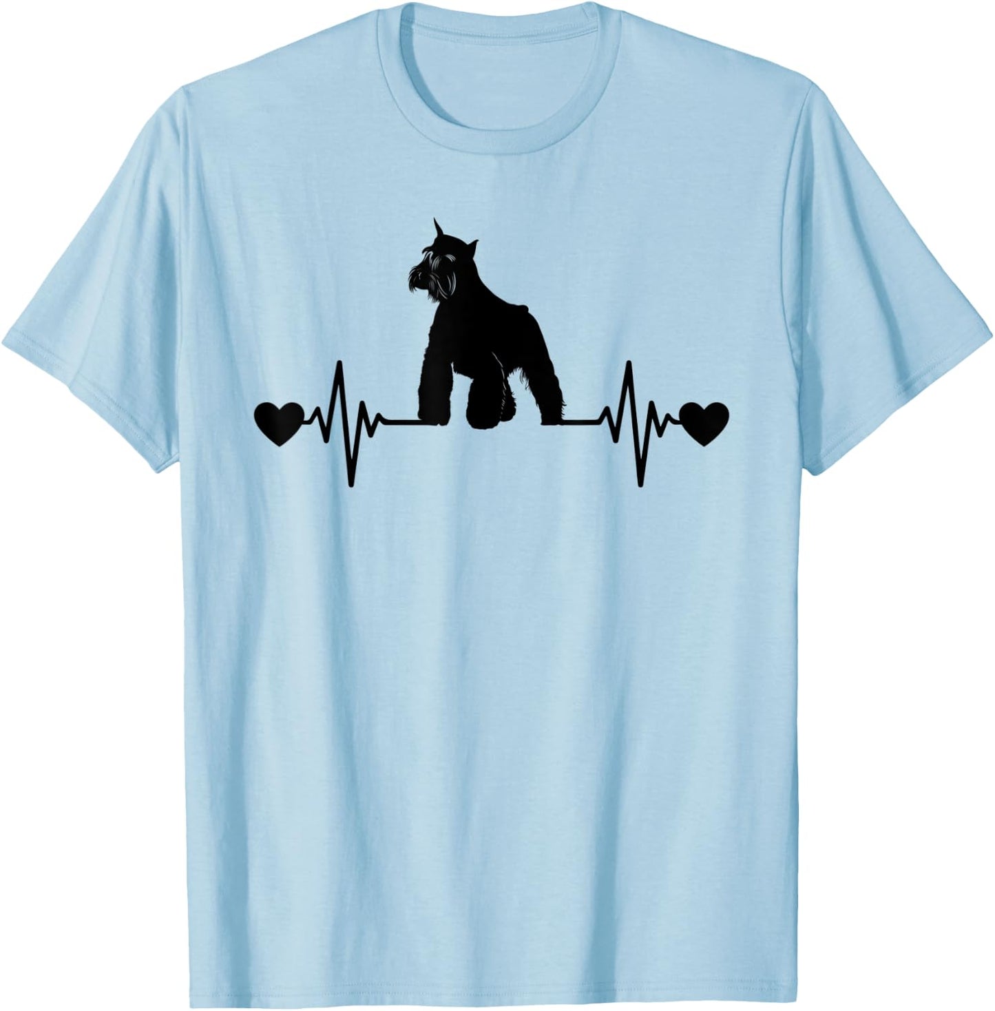 Funny Dog Lover Men Women Heartbeat Miniature Schnauzer Dog T-Shirt - T-Shirt | Light Blue
