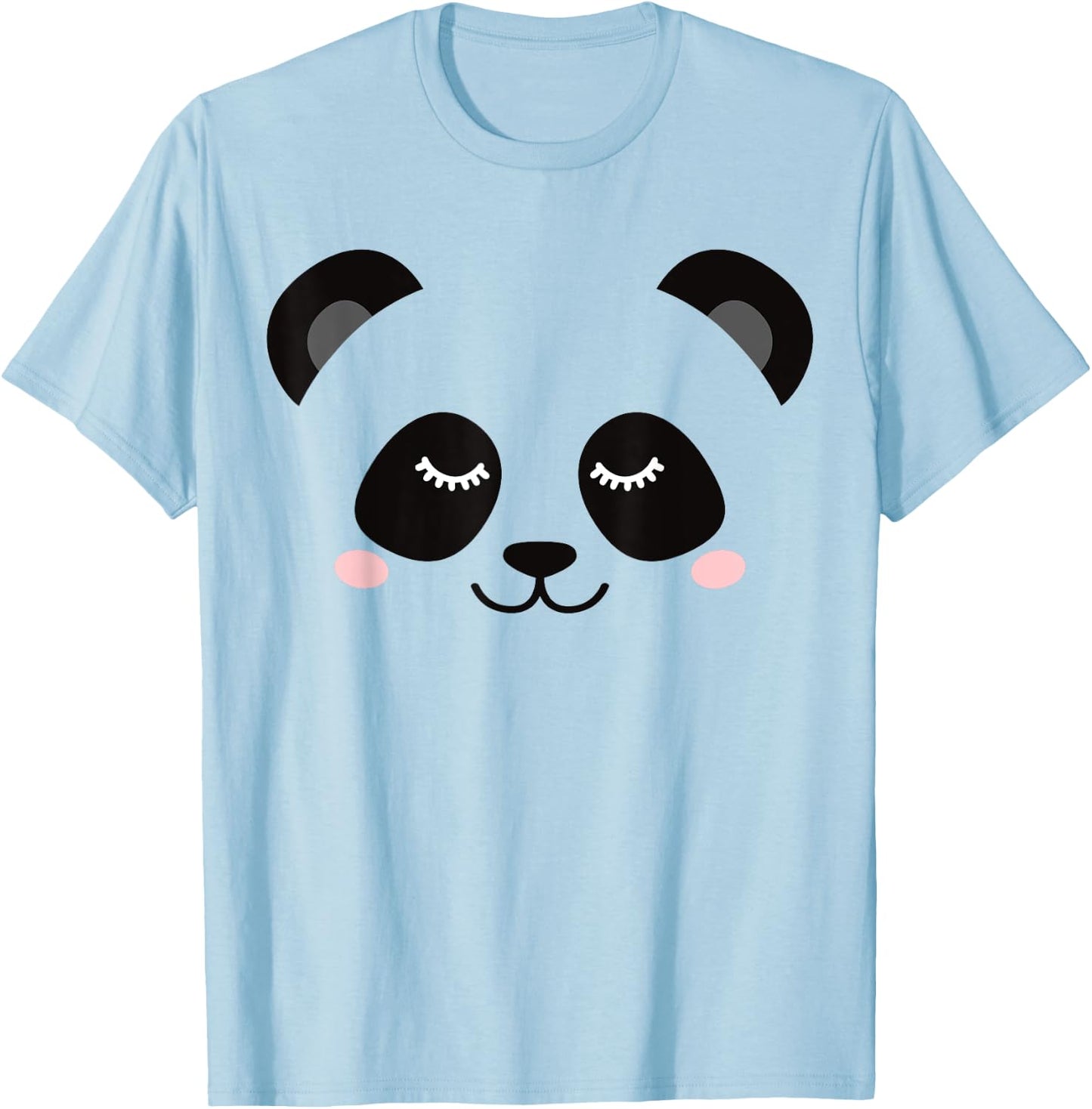 Sleepy Panda Face T-Shirt - T-Shirt | Light Blue