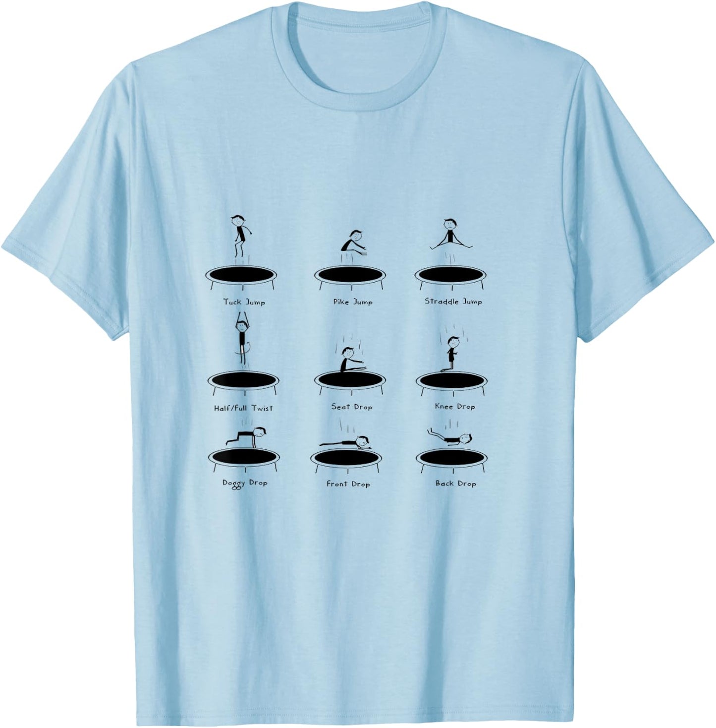 Funny Trampoline Tricks Tumbling Sticky Man T-Shirt - T-Shirt | Light Blue
