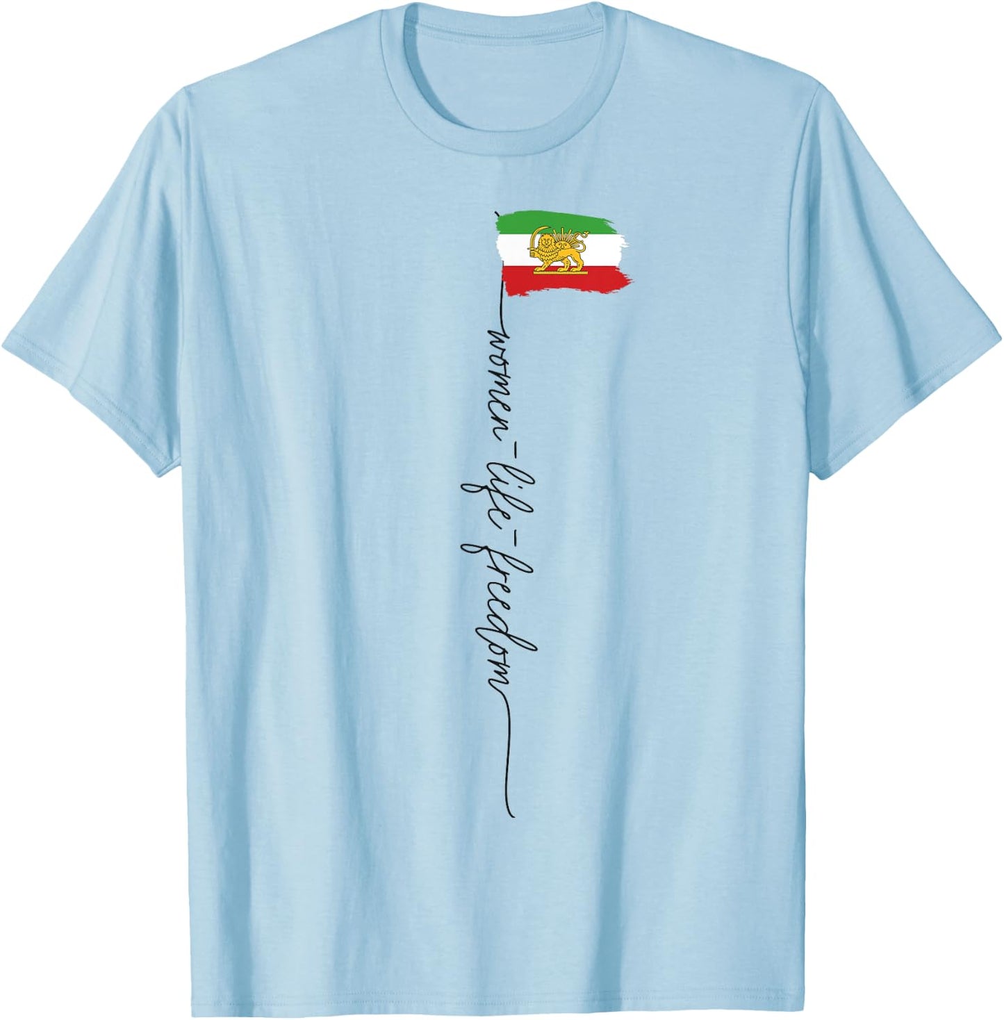 Iranische Löwen Sonne Flagge, iranische Flagge, Unterstützung Frauen des Iran T-Shirt - T-Shirt | Light Blue