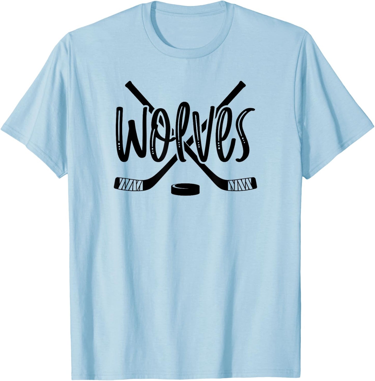 Wolves Hockey Team Mascot School Spirit Game Night T-Shirt - T-Shirt | Light Blue
