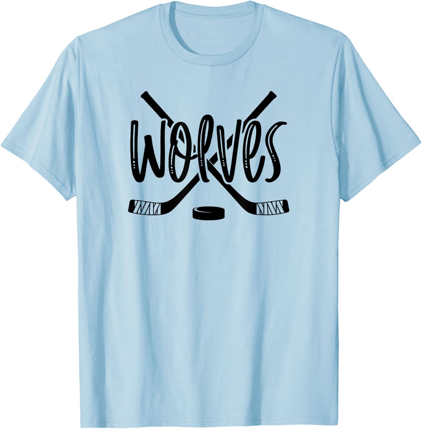 Wolves Hockey Team Mascot School Spirit Game Night T-Shirt - T-Shirt | Light Blue