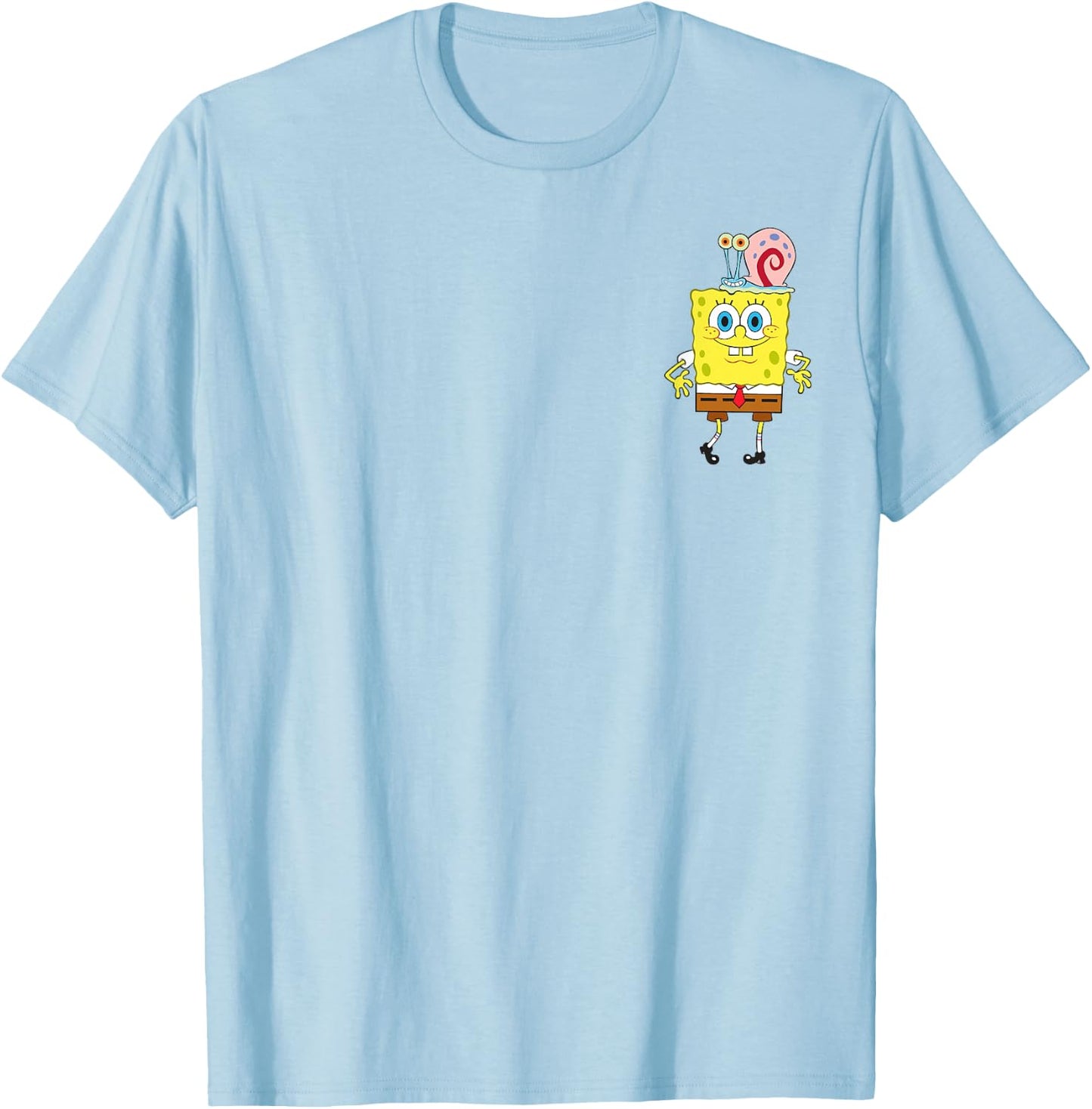 SpongeBob SquarePants & Gary The Snail Small Pocket Logo T-Shirt - T-Shirt | Light Blue