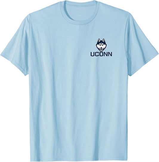 Connecticut Huskies Front/Back Basketball Red Licensed T-Shirt - T-Shirt | Light Blue