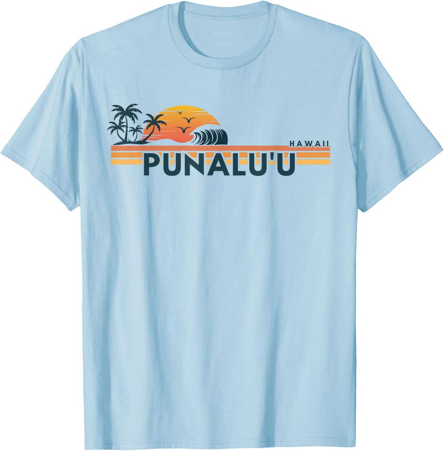 Punalu'u Beach Hawaii Men Women Retro Beach Summer T-Shirt - T-Shirt | Light Blue