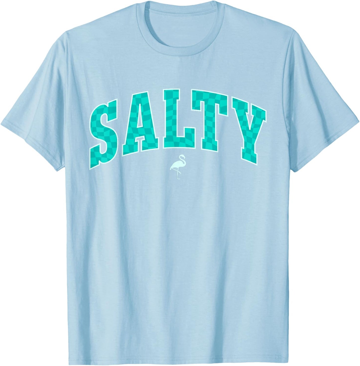 Salty Ocean Flamingo Life Coastal Summer Beach Girl Trendy T-Shirt - T-Shirt | Light Blue