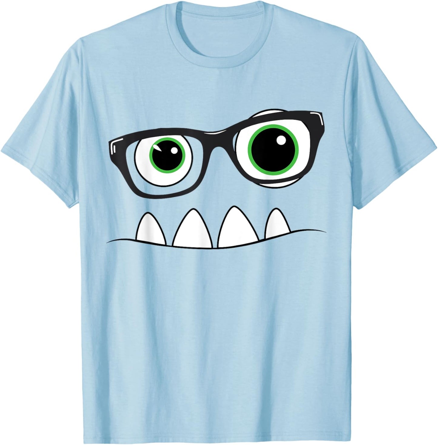 Monster Face Nerd Halloween Costume T Shirt Funny Kids Gifts T-Shirt - T-Shirt | Light Blue