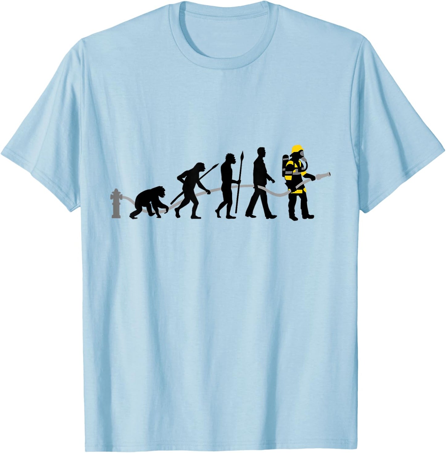 Feuerwehr Feuerwehrmann Evolution Cool Vintage Retro T-Shirt - T-Shirt | Light Blue
