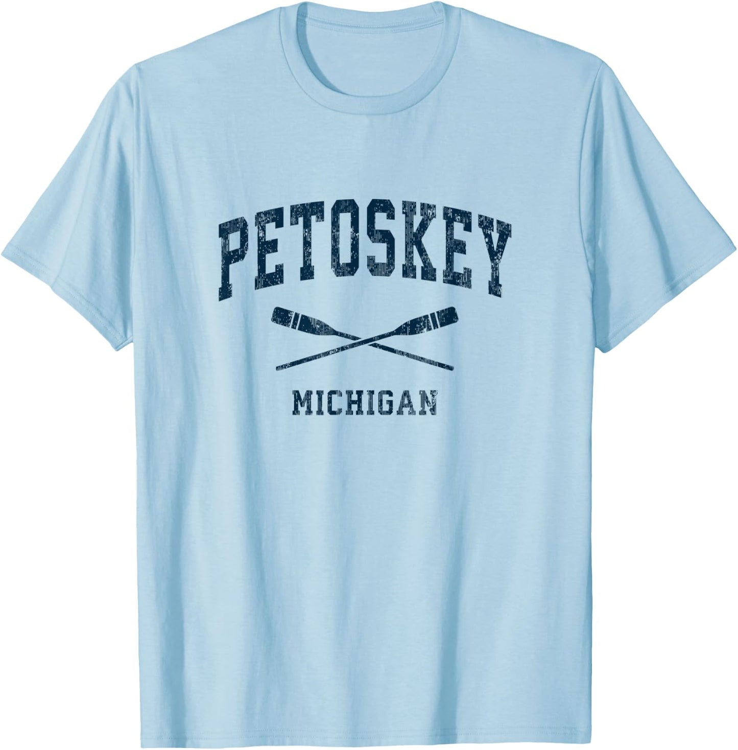 Petoskey Michigan Vintage Nautical Paddles Sports Oars T-Shirt - T-Shirt | Light Blue