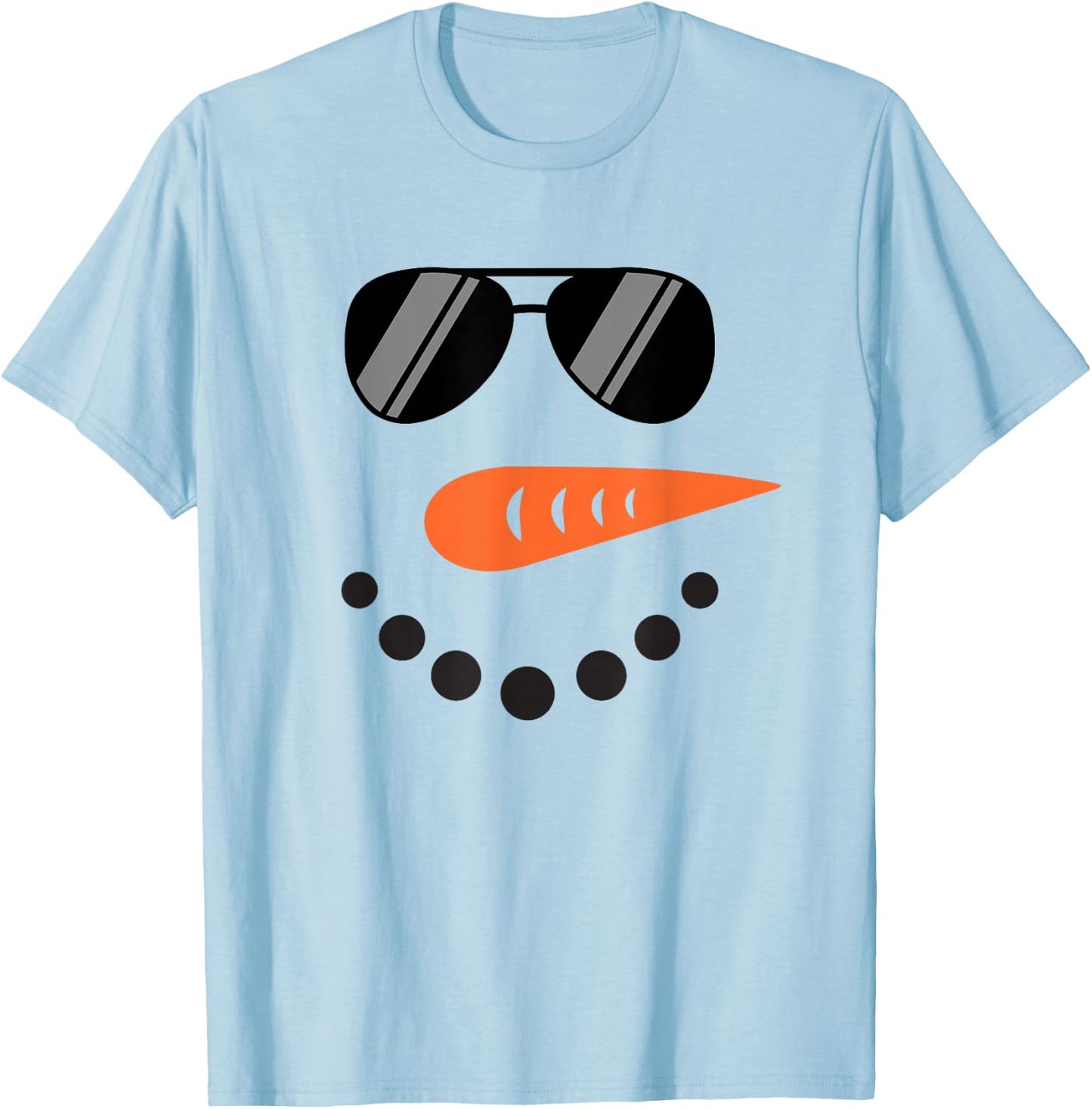 Cool Snowman Face with Sunglasses Children's Snowman , White T-Shirt - T-Shirt | Light Blue