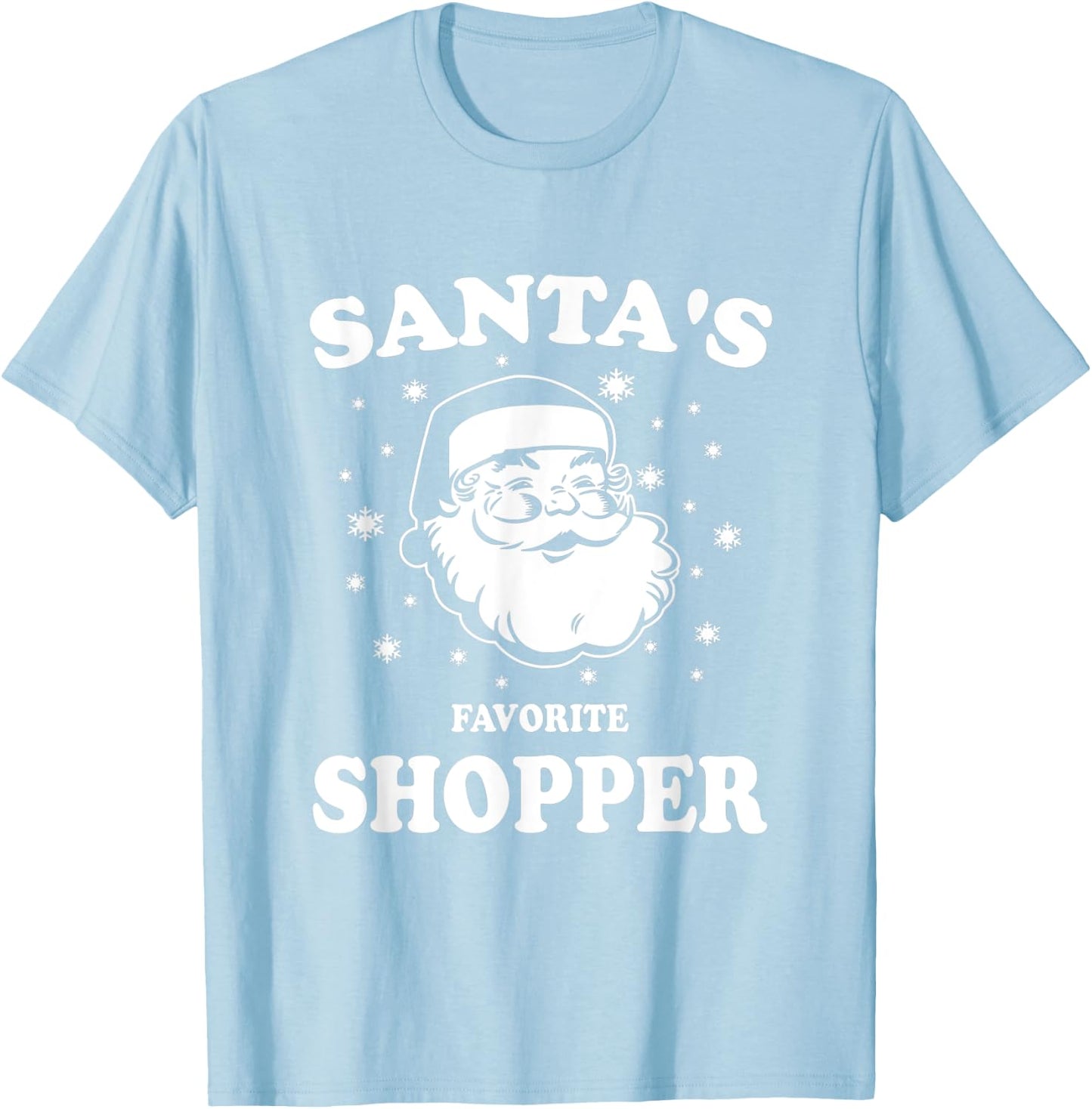 Retro Christmas Santas Favorite Shopper Santa T-Shirt - T-Shirt | Light Blue