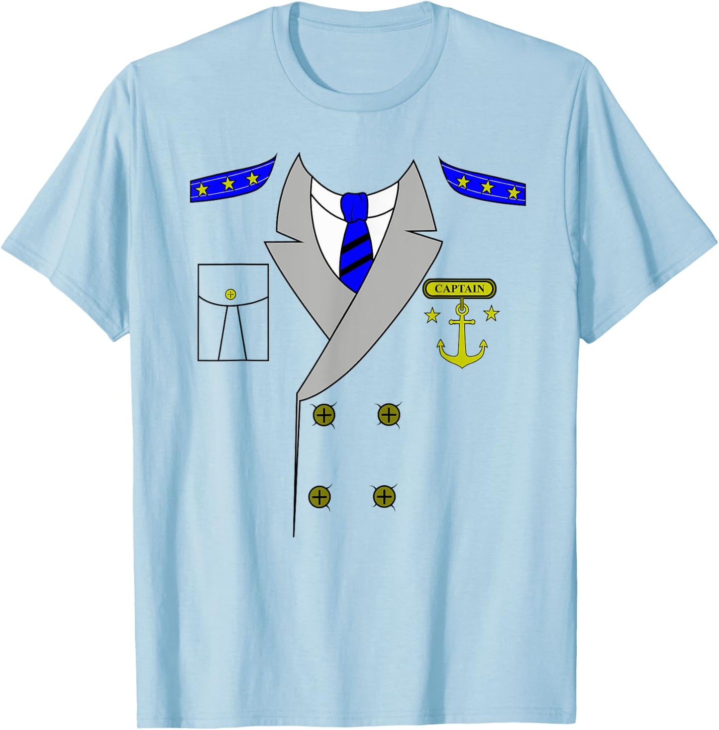 Boat Captain Uniform Costume | Halloween Shirt T-Shirt - T-Shirt | Light Blue