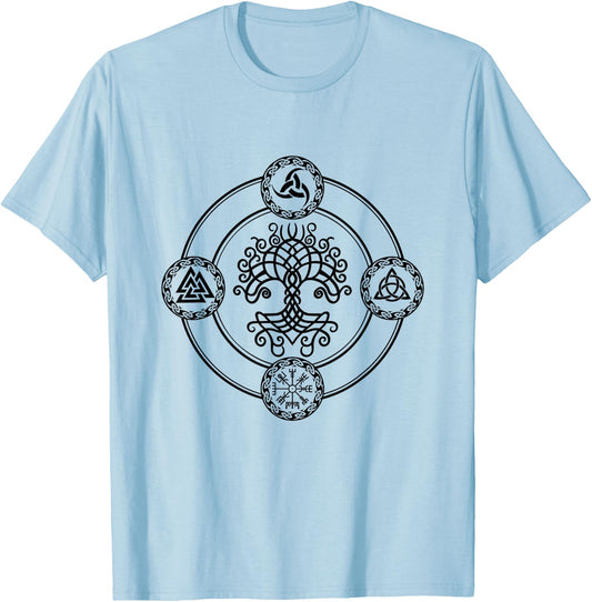 Viking Celtic Knot Symbol Tree of Life Yggdrasil Norse Myths T-Shirt - T-Shirt | Light Blue