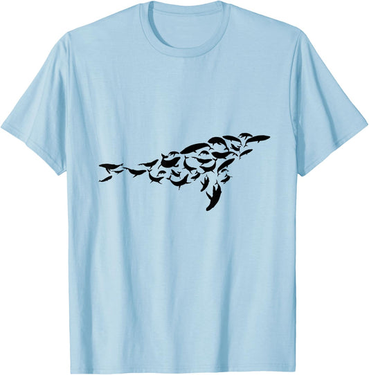 Whale Swarm Whale Shape Ocean Sea Marine Biologist T-Shirt - T-Shirt | Light Blue