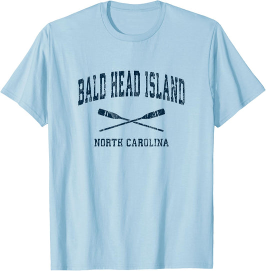Bald Head Island North Carolina Vintage Nautical Paddles Spo T-Shirt - T-Shirt | Light Blue