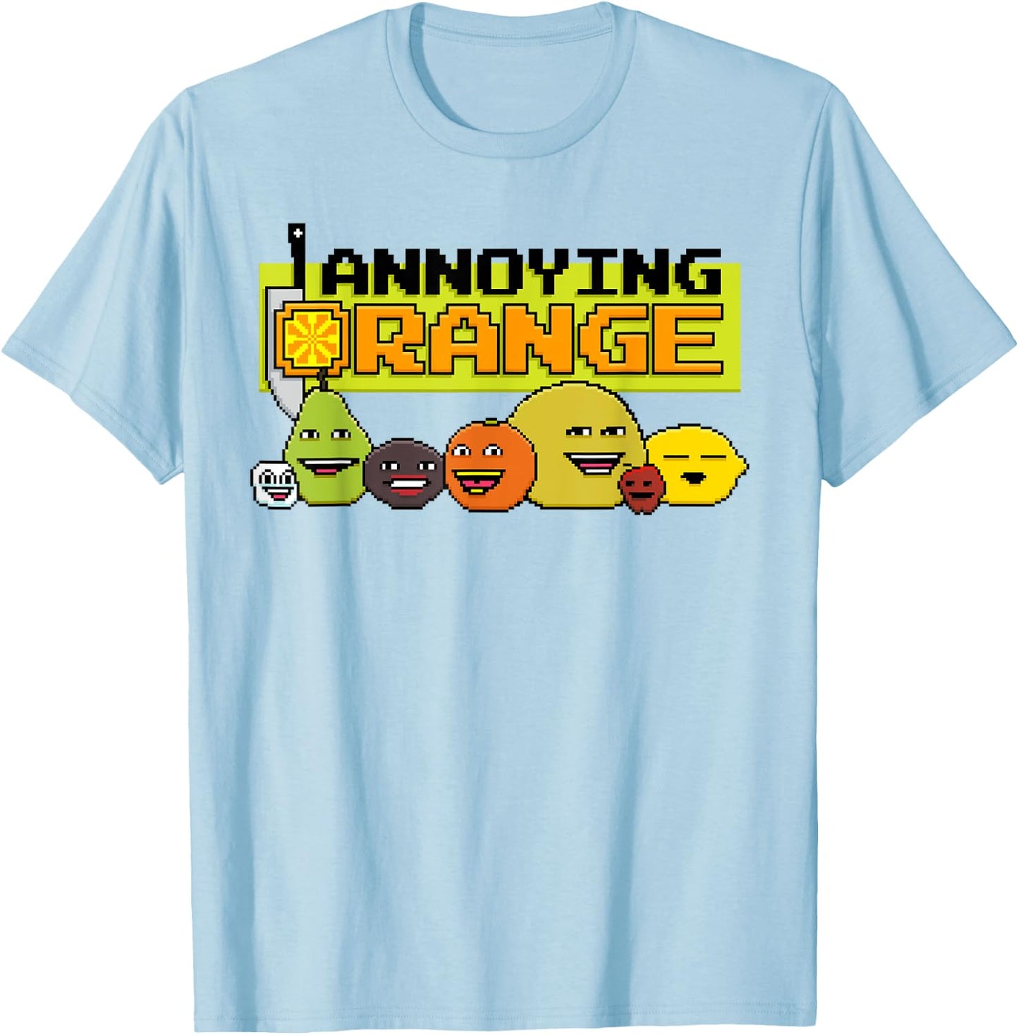 Annoying Orange 8-Bit Video Game Style T-Shirt - T-Shirt | Light Blue