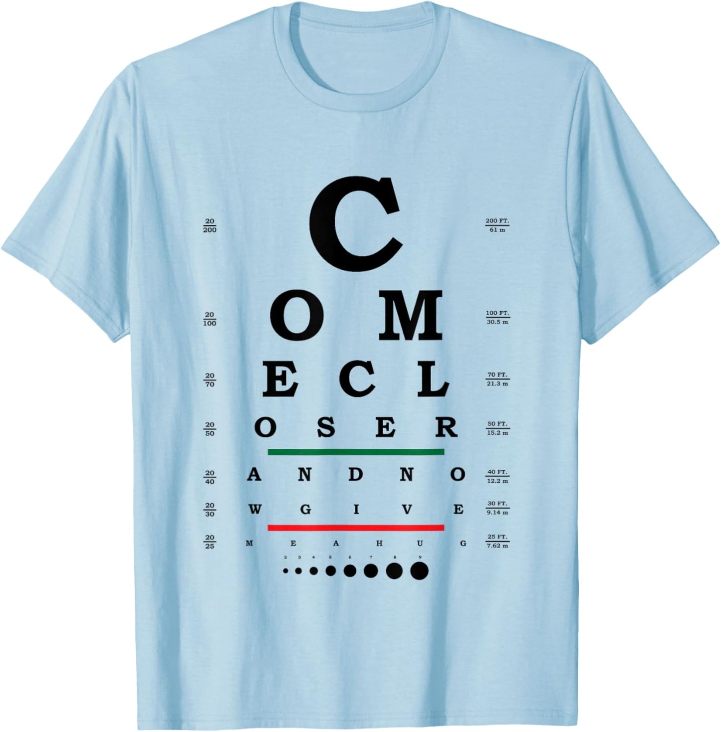 Eye Chart Optotype Visual Acuity Testing T-Shirt - T-Shirt | Light Blue
