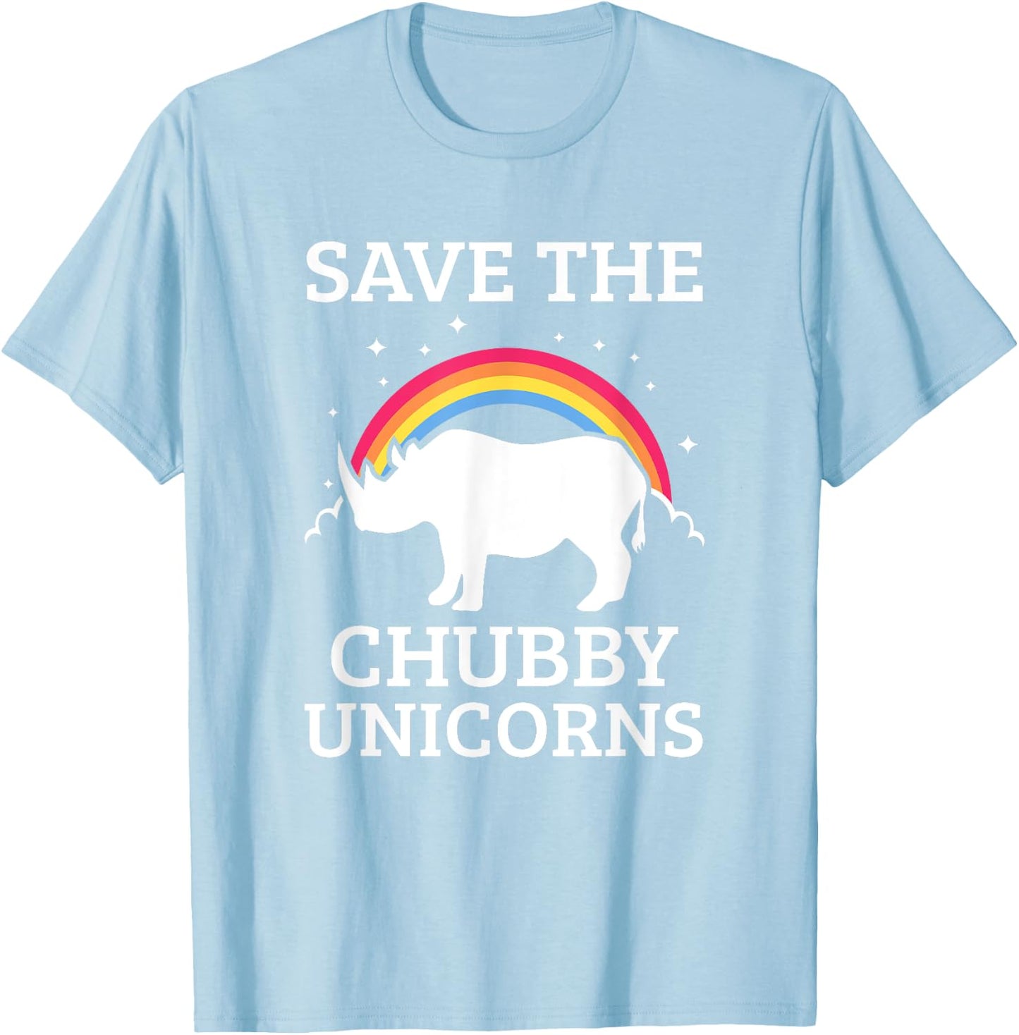Save The Chubby Unicorns Rhino Rainbow T-Shirt - T-Shirt | Light Blue