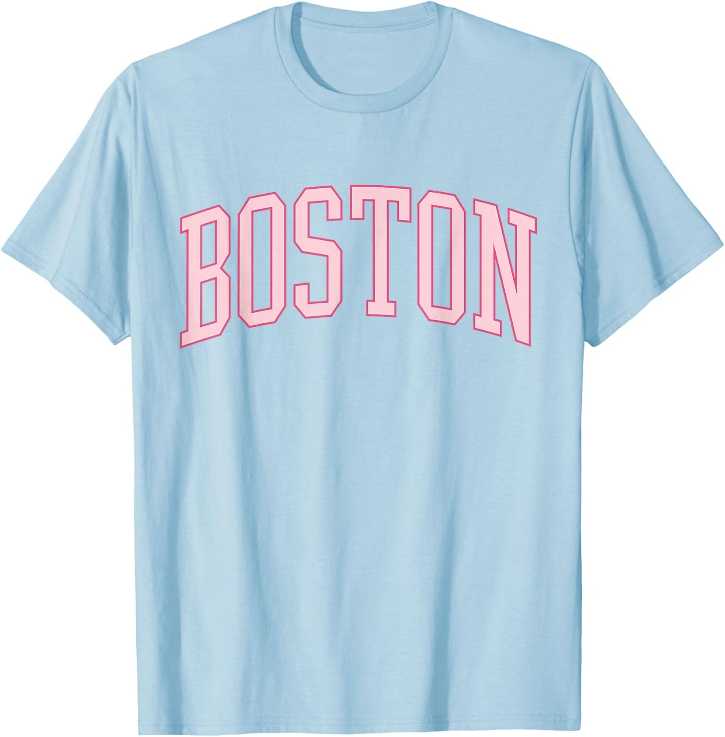 Boston Cute Preppy Varisty Pink T-Shirt - T-Shirt | Light Blue