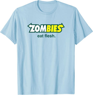 Flesh Eating Zombies Hilarious Horror Parody Food Logo T-Shirt - T-Shirt | Light Blue