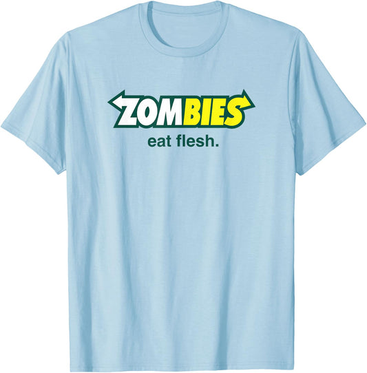 Flesh Eating Zombies Hilarious Horror Parody Food Logo T-Shirt - T-Shirt | Light Blue