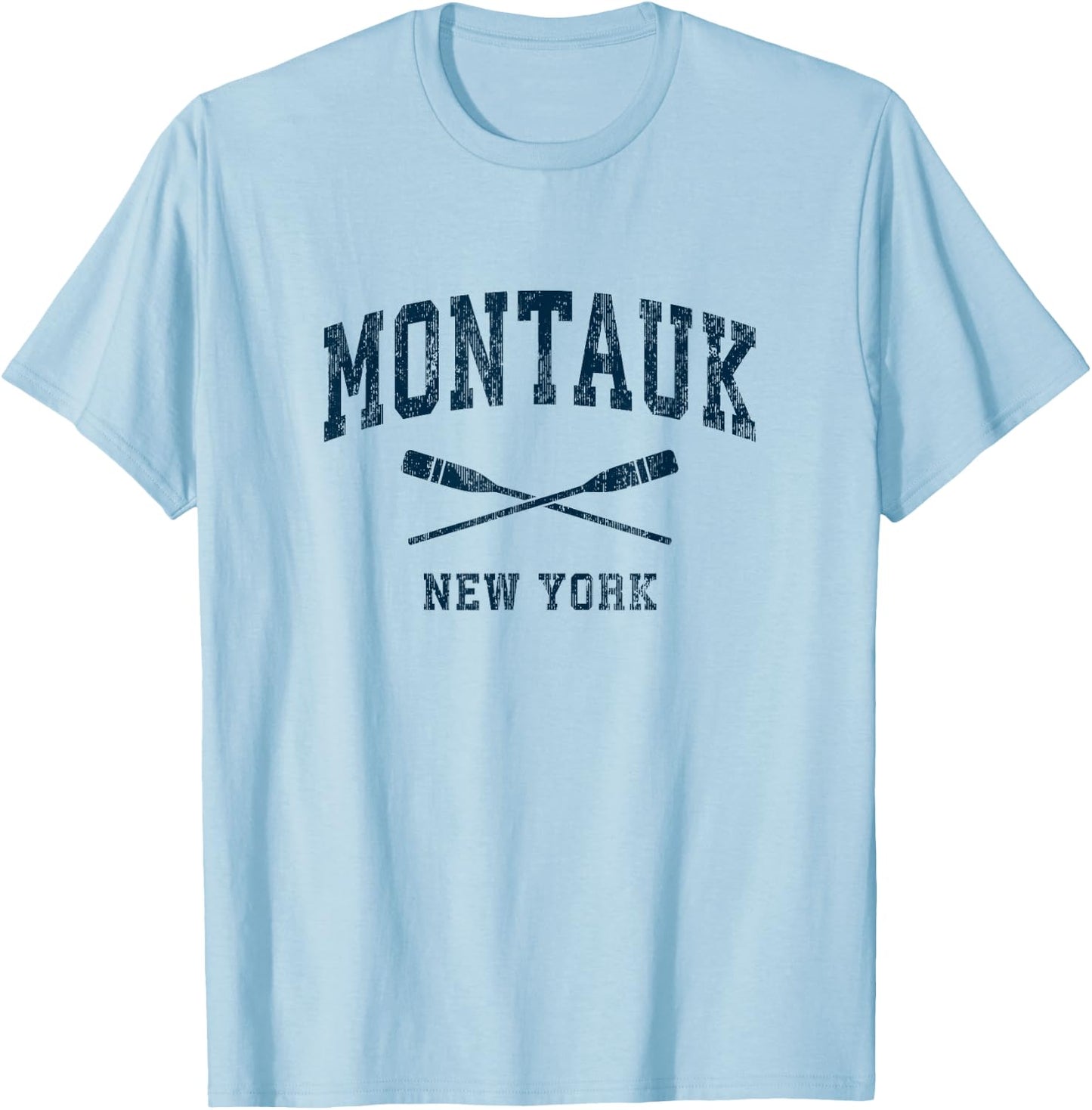 Montauk New York Vintage Nautical Paddles Sports Oars T-Shirt - T-Shirt | Light Blue
