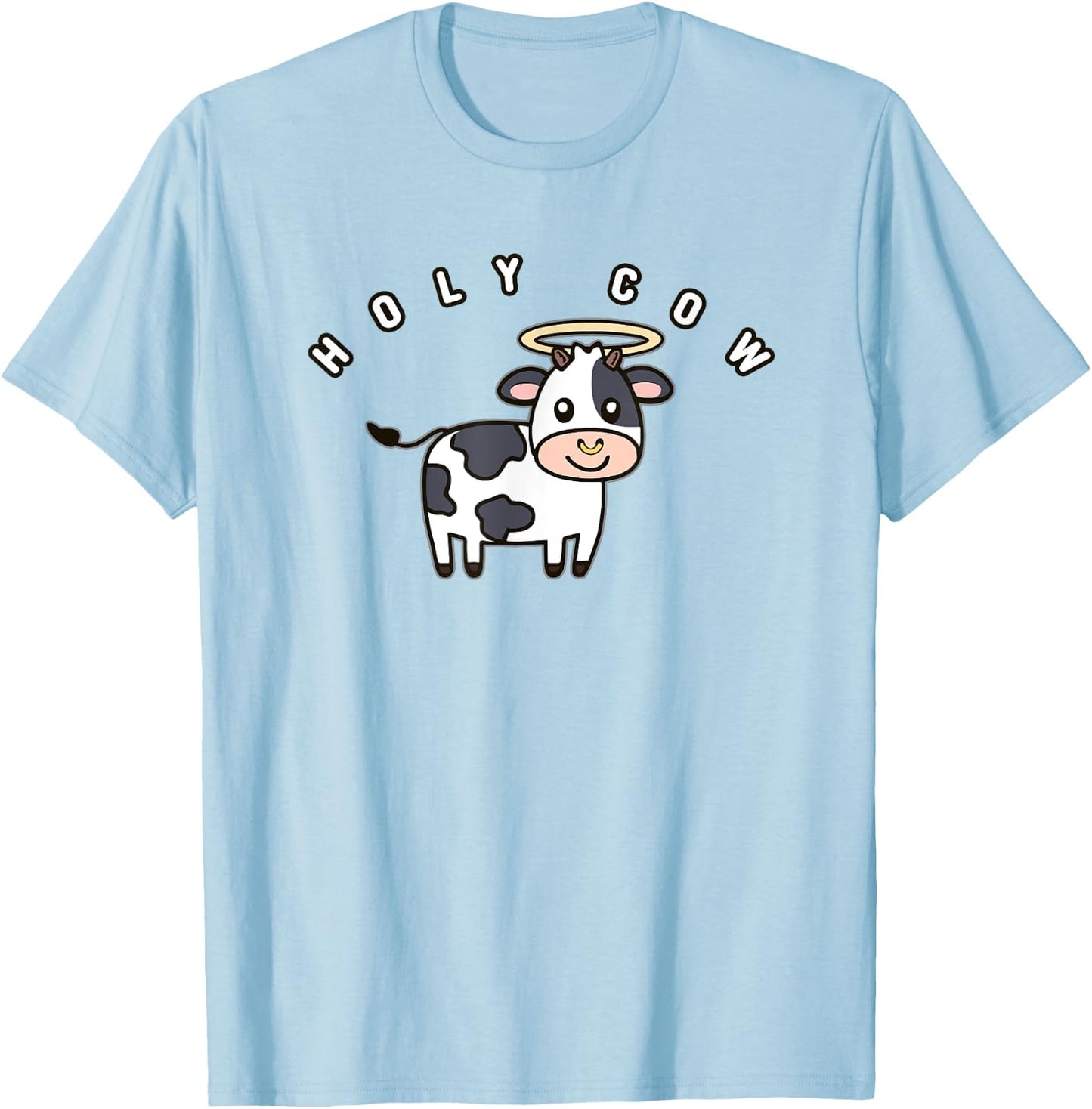 Funny Holy Cow Cute Farm Cow With Halo Animal Lover T-Shirt - T-Shirt | Light Blue