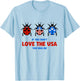 USA Flag Red July 4 White Blue Ladybug Patriotic T-Shirt - T-Shirt | Light Blue