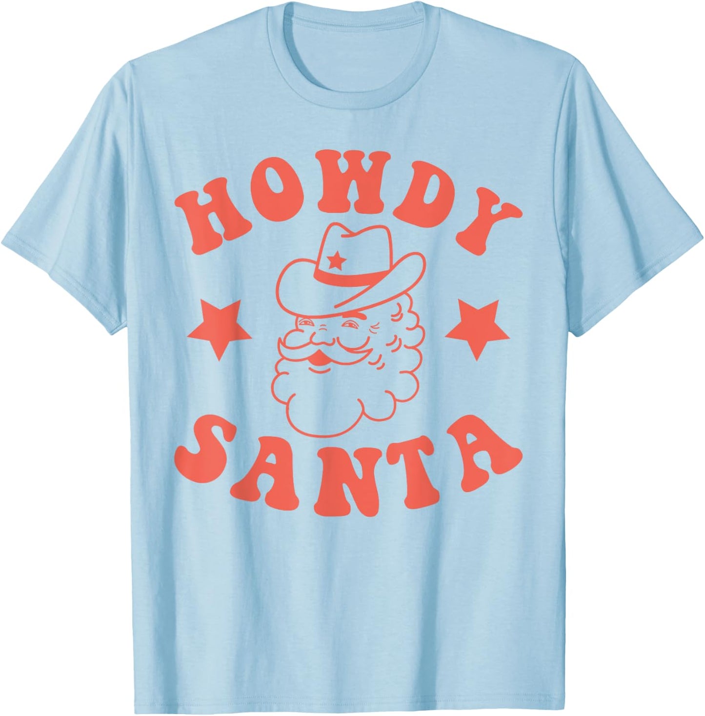 Howdy Santa Claus Retro Groovy Cowboy Western Christmas T-Shirt - T-Shirt | Light Blue