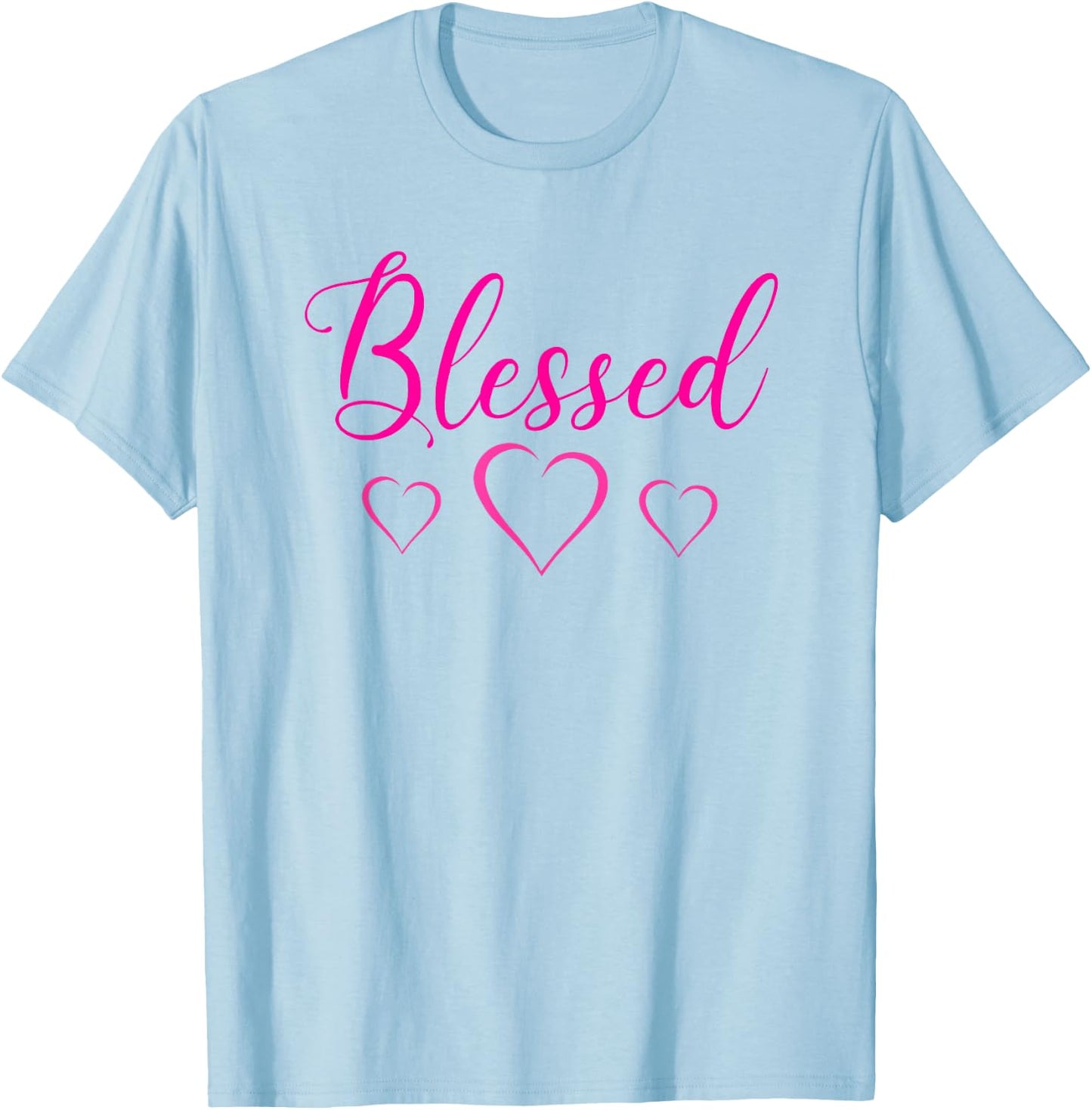 Blessed Heart Cute Sayings Top T-Shirt - T-Shirt | Light Blue