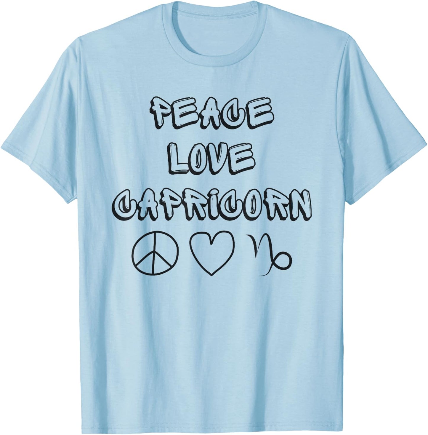 Zodiac Astrology Peace Love Capricorn Birthday Graphic T-Shirt - T-Shirt | Light Blue