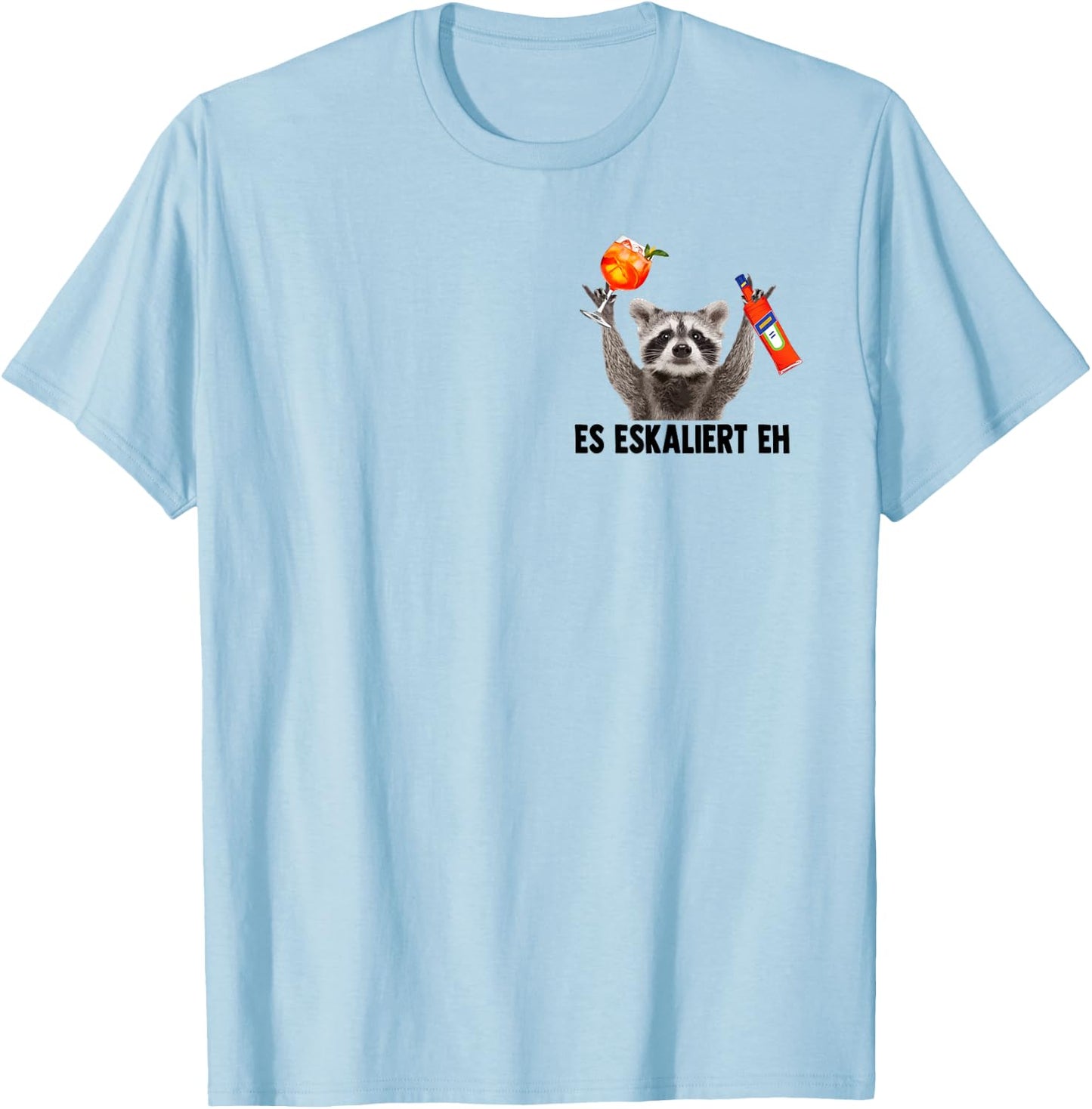 ES ESKALIERT EH X Raccoon Meme Racoon X Pedro Spritz , White T-Shirt - T-Shirt | Light Blue