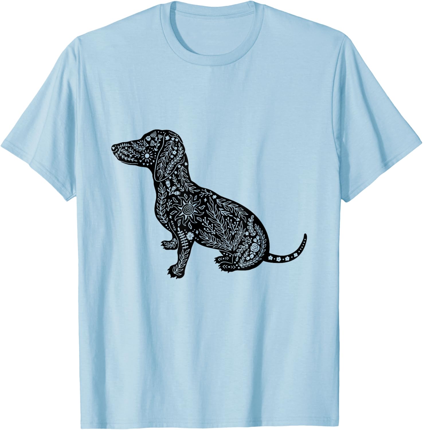 Dachshund Dog Breed Pet Animal Lover Boho Floral Women T-Shirt - T-Shirt | Light Blue