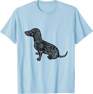 Dachshund Dog Breed Pet Animal Lover Boho Floral Women T-Shirt - T-Shirt | Light Blue