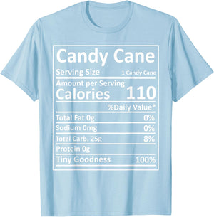 Candy Cane Nutrition Thanksgiving Food Facts Xmas T-Shirt - T-Shirt | Light Blue