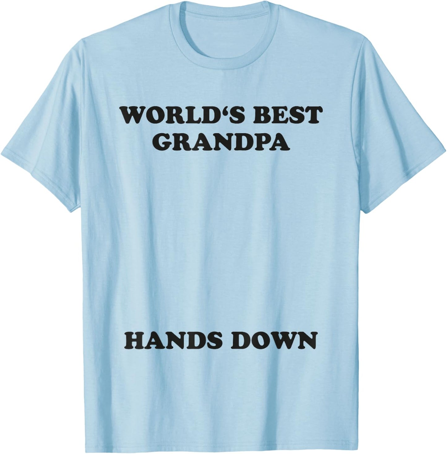 Worlds Best Grandpa Hands Down Shirt Craft Handprint T-Shirt - T-Shirt | Light Blue