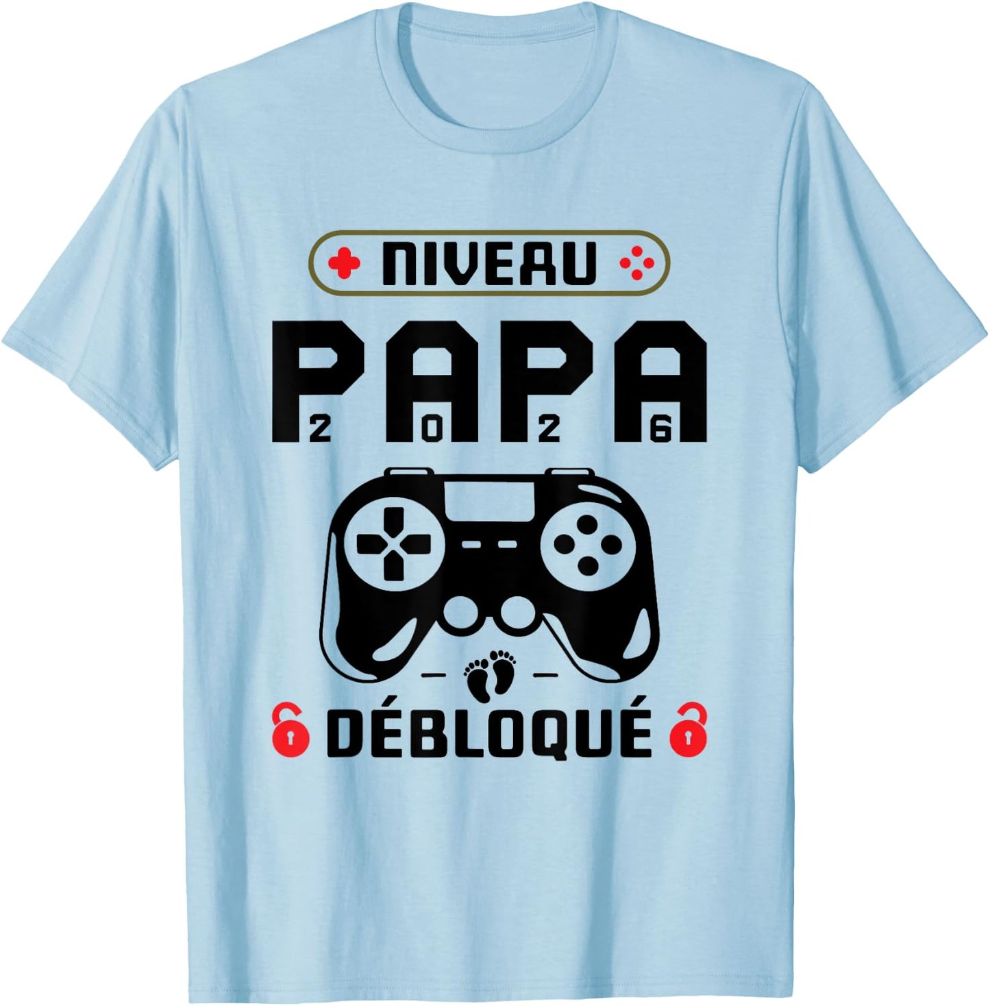 Dad Gamer in 2026 - Unlocked Dad Level Baby Riding T-Shirt - T-Shirt | Light Blue