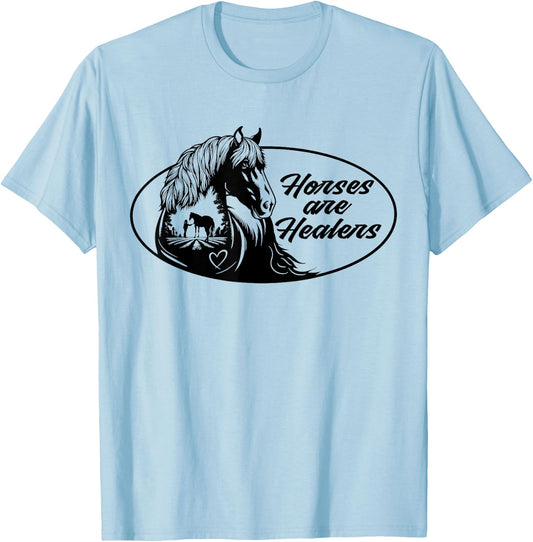 Horses Are Healers T-Shirt - T-Shirt | Light Blue