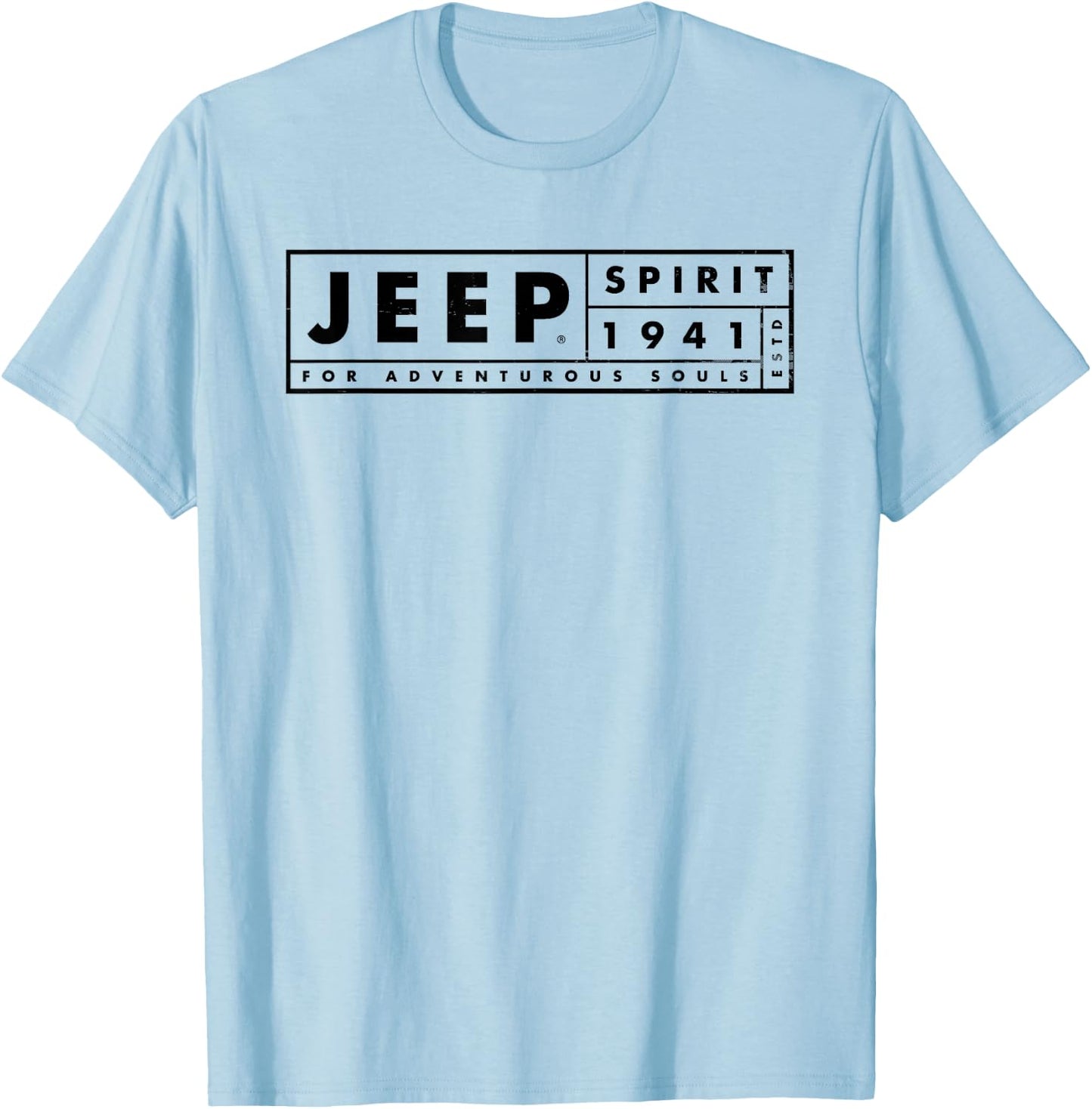Jeep Spirit 1941 Estd for Adventurous Souls, Dark Logo , white, S T-Shirt - T-Shirt | Light Blue